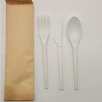 Nouvel Arrivage 2026 – Ensemble de Couverts de Luxe Écologiques Biodégradables en Amidon de Maïs (Couteau, Fourchette, Cuillère, Assiette, Poivre, Sel, Serviette) de 6 Pouces pour Fêtes