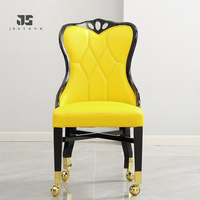 Chaise de bar en bois massif avec dossier en cuir PU et roulettes, design contemporain pour salle à manger, salon, salle de sport - Usage commercial, vente en gros