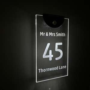 Wholesale Personalized External House <b>Numbers</b> <b>Led</b> Solar Sign Modern Outdoor Address Family Name <b>Number</b> Print Logo Plaque for - Product Image 5