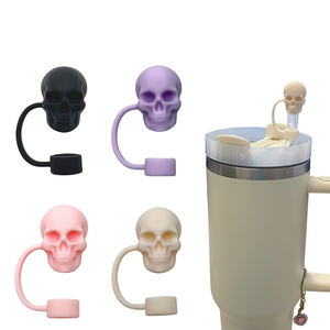 Cute <strong>Straw</strong> Covers 10mm Silicone Reusable Drinking <strong>Straw</strong> Toppers <strong>Funny</strong> Tumbler Accessories for Halloween Christmas Gifts - Product Image 1