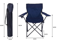 Chaise de camping pliante portable d'extérieur avec accoudoirs et porte-gobelet, en tissu Oxford robuste, pour jardin, plage, pêche, avec sac de transport et de rangement