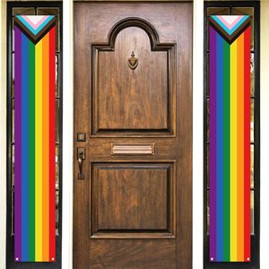 Striscione Progress Pride per Portico, Decorazione per il Mese del Pride di Giugno, Arcobaleno LGBTQ, per Porta d'Ingresso, Parete, Interni ed Esterni, Sfondo per Photo Booth - Product Image 6