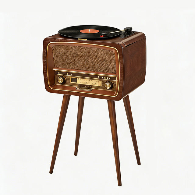 Vintage Hot Sale Multifunctional Turntable Record Player All In One BT FM Radio USB AUX Vinyl Wireless Record Player Audio