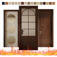 Porte intérieure en bois de style européen, grain noyer noir, insonorisée, résistante à l'humidité, ignifugée 90 minutes, pour villa de luxe