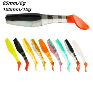 Handgemaakte Sectie Aas Zachte Lokken Dubbele Kleur 85Mm/8G 100Mm 10G Zee Vissen Kunstmatige T tail Shad