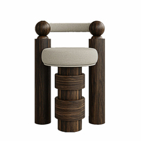 Tabouret de bar moderne de style Wabi-Sabi avec structure en bois massif, léger, robuste, forme distinctive, écologique, accoudoir fixe, pour bars à domicile