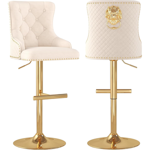 Ensemble <span class=keywords><strong>de</strong></span> <span class=keywords><strong>4</strong></span> tabourets <span class=keywords><strong>de</strong></span> <span class=keywords><strong>bar</strong></span> en velours beige capitonnés, pivotants, réglables en hauteur, avec repose-pieds, OEM <span class=keywords><strong>pas</strong></span> <span class=keywords><strong>cher</strong></span> - Product Image 1