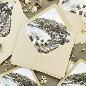 Sobres de Papel Kraft Impresos Personalizados para Bodas y Eventos, con Forro, Estampado en Relieve de Lujo, Tarjeta de Felicitación de Papel Artístico - Product Image 1