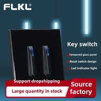 Autobloquant transfrontalier pour interrupteur moderne intelligent Panneau de boutons à clé noire Lumière LED Dissimulée Maison Hôtel Maison Prise Trempé