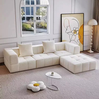Set Sofa Seksional Ramah Lingkungan yang Tahan Lama, Berbentuk Persegi, Diisi Spons, dan Dapat Disesuaikan untuk Ruang Tamu dengan Ruang Terbatas, Tiga Orang, Berdampingan