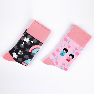 <b>Women</b> Autumn Cotton <b>Socks</b> Korean Style Fashion Trendy Custom Printed Logo Pink Simple Mid High <b>Socks</b> - Product Image 5