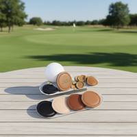Marcadores de Pelotas de Golf Cuadrados Vintage Hechos a Mano PANDA, con Logotipo Personalizado, de Cuero PU Magnético, de Primera Calidad, Venta al Por Mayor