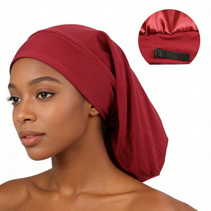 HZM-18298 <span class=keywords><strong>Bonnet</strong></span> de nuit réglable en <span class=keywords><strong>satin</strong></span> doublé pour <span class=keywords><strong>cheveux</strong></span> bouclés et crépus - Product Image 1
