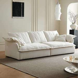 Sofá Moderno Nórdico de Tela para Sala de Estar, 3-4 Plazas, Asiento Extra Ancho, Sofá Recto con Plumas para Apartamento y Villa - Product Image 1