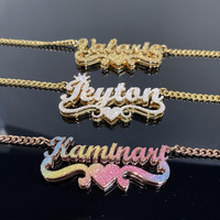 Kalung Perhiasan Wanita Trendi Grosir Murah Zirkon Campuran Huruf Nama Hadiah
