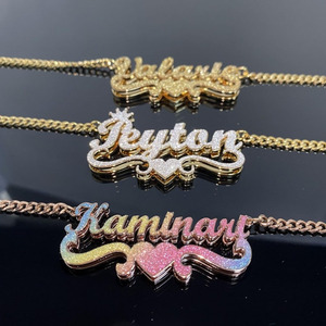 Collana di Moda Trendy per Donna all'Ingrosso, Gioielli Economici con Zirconi Misti e Lettere Personalizzate - Product Image 1