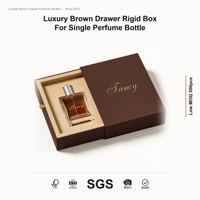 Boîte cadeau de luxe personnalisée marron à tiroir pour parfum, rigide, pour une seule bouteille, pour les maisons de parfums, marché américain, nouveau design