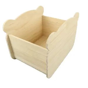 صندوق خشبي طبيعي كبير صندوق خشبي بسيط لتخزين ألعاب الأطفال لتنظيمها