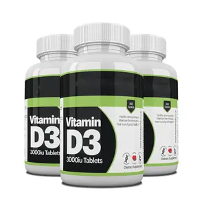 Private Labels Vitaminas D3 + K2 MK7 Suplemento de suporte ósseo Colecalciferol Vegan Vitamina Orgânica D3 10000 UI Cápsulas