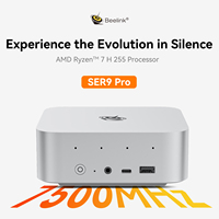 Beelink SER9 255 Mini PC AMD Ryzen R7 H 255 24GB LPDDR5 7500MHz 1TB PCIe 4.0 Desktop Gaming 4K 240Hz Tiga Layar Kantor Baru