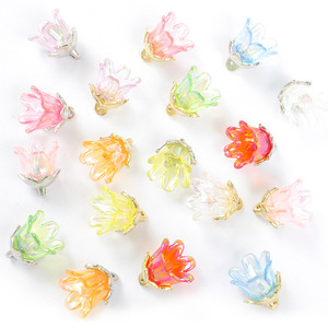 Ciondolo a forma di <span class=keywords><strong>campanula</strong></span> traslucida in lega color oro con petali a goccia per braccialetti Fairy Garden - Product Image 5