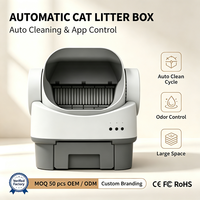 Litière automatique intelligente pour chat avec cabine ouverte compacte, contrôle intelligent, désodorisant par cartouche parfumée et 9 capteurs de sécurité