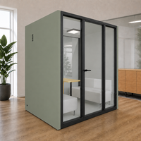 Cabines de bureau acoustiques modernes et amovibles, cabine de réunion quatre places, insonorisée, avec structure en aluminium, modulaire, pour salle de conférence ouverte