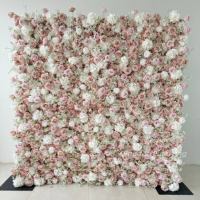 Mur de fleurs artificielles en soie réaliste, rose, 3D, enroulable, rose, 8 pieds x 8 pieds, taille personnalisable, vente chaude