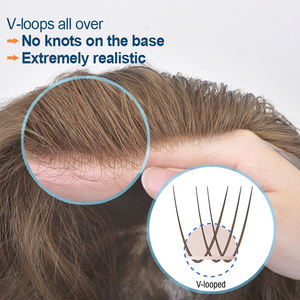 120% 中密度处女印度人头马头发天然波浪假发男士高品质聚氨酯技术型号皮肤 - Product Image 2