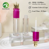 Tube à gloss transparent rond vide de luxe, nouveau design, avec bouchon à vis, vente en gros, tube à gloss en plastique vide en gros