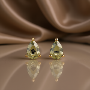 Ml55&Co Golden Pear Cut <b>Crystal</b> Stud Earrings Gold Plated Zinc Alloy Minimalist Everyday Wear Women's Jewelry - Product Image 2