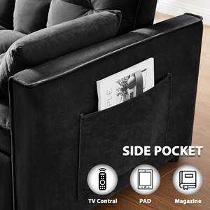 Ghế sofa giường đa năng hiện đại 55 inch, chất liệu vải gân, tựa lưng có thể điều chỉnh, có túi bên, khung gỗ, thích hợp cho căn hộ, phòng khách - Product Image 6