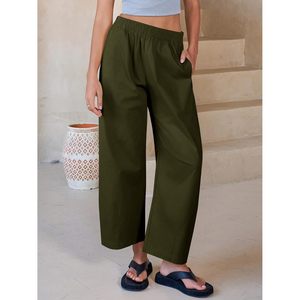 Pantalones Harem de Pierna Ancha para Mujer, Cintura Alta, Algodón, Casuales, con Bolsillos, Transpirables, Estilo Verano - Product Image 2