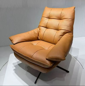 Modern Light Luxury Leather Swivel Accent Chair 360° Rotating Lazy Single <b>Sofa</b> Lounge Chair for Living Room Balcony - Product Image 1