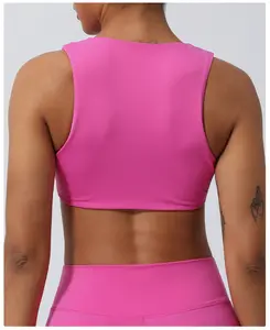 2024 Damen sexy Front Twist Fitness Gym Fitness Sport-BH individuelles Logo Spandex Yoga-Oberteile