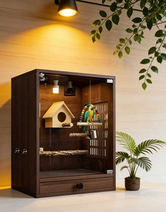 Slimme Vogelkooi Papegaai Panoramisch Luxe Villa Massief Houten Ventilerende Duurzame Constante Temperatuur Geluidsdichte RVS - Product Image 1