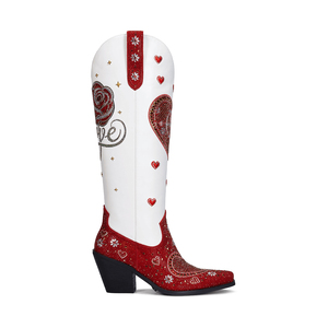 <span class=keywords><strong>Stivali</strong></span> da Cowboy Alti Personalizzati WETKISS con Tacco Grosso, <span class=keywords><strong>Stivali</strong></span> Estivi da Cowgirl al Ginocchio Rossi con Strass per Feste - Product Image 2