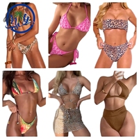 Dames Halter Tie Bikini Set Op Maat Zwemkleding Fabrikanten Zijdelingse Tie Hoge Snit Print Zwemkleding Privé Label
