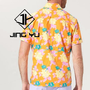 เสื้อฮาวายดีไซน์ใหม่ พิมพ์ลายโลโก้ตามสั่ง กระดุมแบบซับลิเมชั่น ผ้าลินิน สไตล์ลำลองชายหาด สำหรับผู้ชาย - Product Image 4