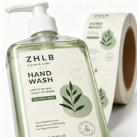 Étiquettes personnalisées en papier synthétique durable, autocollantes, imperméables, en forme de bouteille, autocollants laminés pour produits cosmétiques quotidiens et lavage des mains