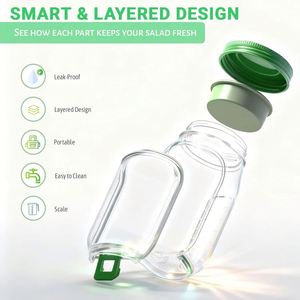 Modern Portable <b>Kitchen</b> Salad <b>Storage</b> <b>Jar</b> Freshness Preservation Sustainable Design Multifunction PP Plastic Food Container - Product Image 3