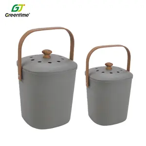 Environmental friendly Kitchen Accessories Dustbin Bamboo Fiber Compost Bin Kitchen, Food Waste Bin With Bamboo Lid