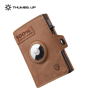 <span class=keywords><strong>Portafoglio</strong></span> THUMBS-UP da uomo in vera pelle di lusso con blocco RFID, sottile, vintage, a tre ante, <span class=keywords><strong>porta</strong></span> <span class=keywords><strong>carte</strong></span> per 10 <span class=keywords><strong>carte</strong></span>, scomparto portamonete, compatibile con AirTag. - Product Image 1