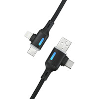 Câble de charge rapide 23 en 2 avec écran LED, câble de charge multi USB 60W, cordon de chargeur multiple pour iPhone/Android/tablettes