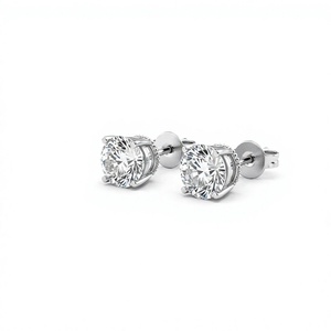 Boucles d'oreilles clous en diamant taille ronde pour femmes, diamant de laboratoire - Product Image 2