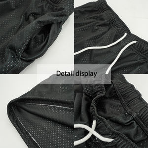 Heavyweight Polyester <b>Black</b> Plain <b>Men's</b> Mesh <b>Shorts</b>, Streetwear Elastic Waist Loose Mesh <b>Shorts</b> for <b>Mens</b> - Product Image 6