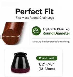 Protections de pieds de meubles en silicone pour chaises de bureau et tables, avec revêtement en feutre - Product Image 3