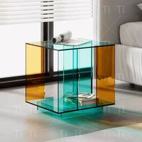 Table basse en acrylique transparente, design coloré, table d'appoint pour salon, chambre à coucher