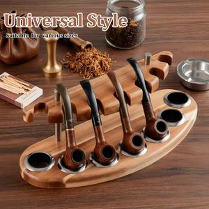 ชั้นวางท่อไม้รูปวงรีสำหรับจัดเก็บและโชว์อุปกรณ์สูบบุหรี่บนโต๊ะ - Product Image 4