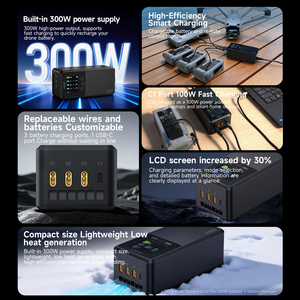 Chargeur rapide 3 canaux LKTOP 300W pour la série DJI Matrice 4D/4TD, écran LCD, modes intelligents, hub de charge de batterie portable - Product Image 3
